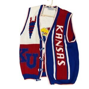 Vintage Belle Pointe University of Kansas Jayhawks KU Sweater Womens XL Cardigan